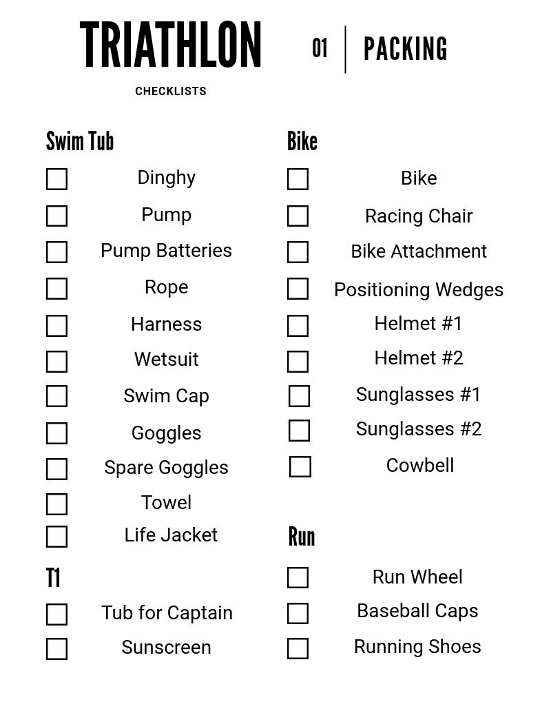 Triathlon Checklist - Packing